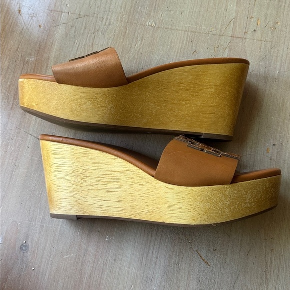 Tory Burch Ines Double Leather Wedge Size 8 - Picture 3 of 9